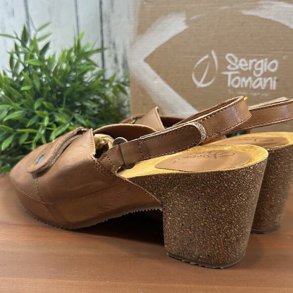 Sergio Tomani Pluma Leather Heeled Sandals Size 39 - Picture 7 of 12